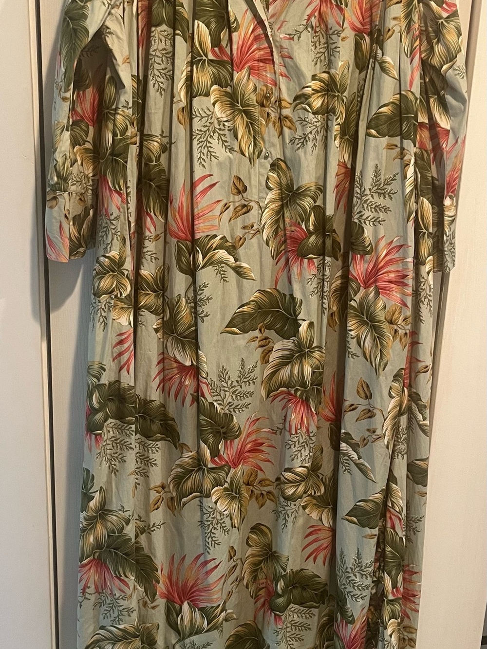 Bette Inc Honolulu Floral Green Maxi Dress with Pink Accents Sz 12